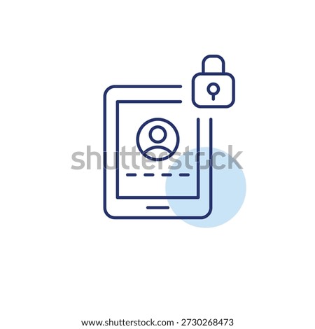 User password login on tablet and lock. Secure account, privacy settings. Pixel perfect, editable stroke vector icon