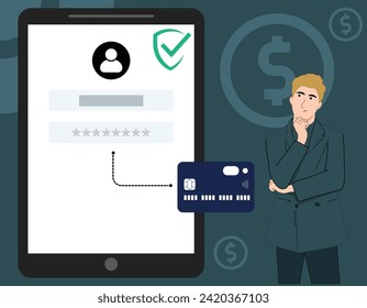 user password privacy concept. Login security system In mobile phone vector illustration.