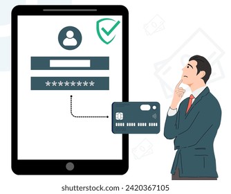 user password privacy concept. Login security system In mobile phone vector illustration.