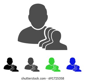 User Pawns flat vector illustration. Colored user pawns, gray, black, blue, green icon variants. Flat icon style for web design.
