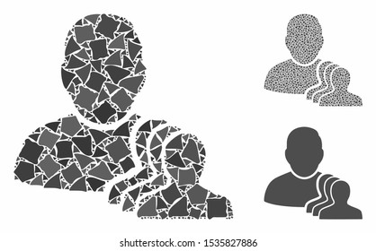 User pawns mosaic of humpy items in variable sizes and color tints, based on user pawns icon. Vector uneven items are organized into collage. User pawns icons collage with dotted pattern.