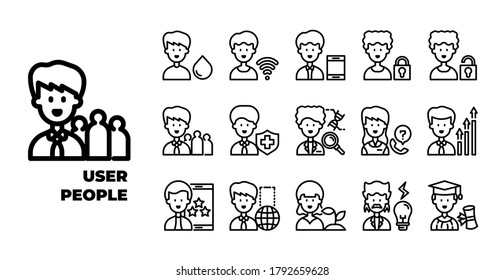 User people and career element isolated icon set on white background. expanded stroke. vector and illustration design for website, mobile app