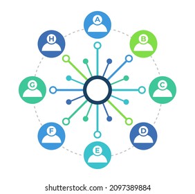 User people data virtual connected network. Blockchain cryptocurrency 
technology design template.