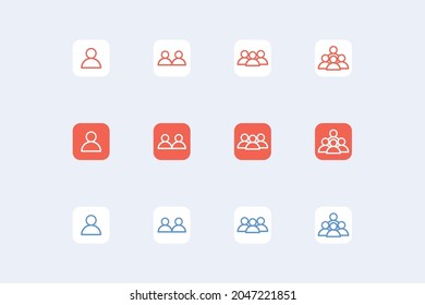 User or People line icon set. Collection of vector symbols in trendy flat style with orange, white and blue color variations.