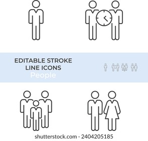 User people line icon set. Editable stroke.Collection of vector symbol in trendy flat style on white background. Web sings for design.