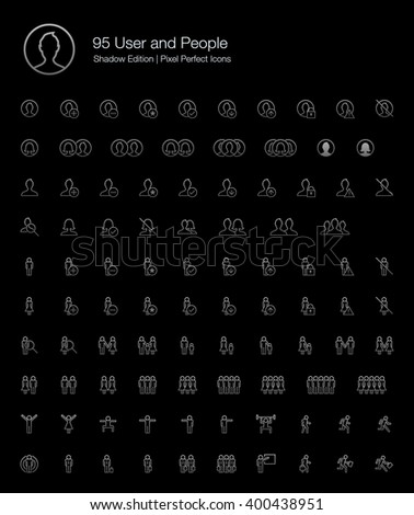 User and People Pixel Perfect Icons (line style) Shadow Edition