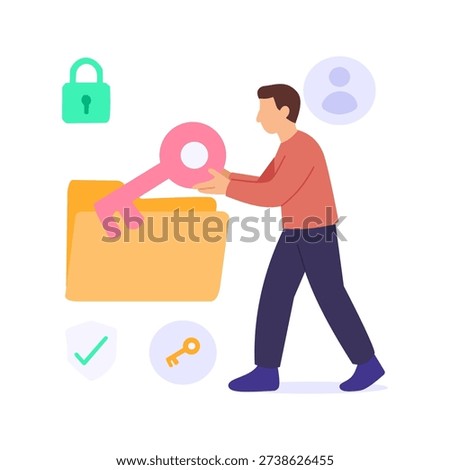 User Permissions, controlling access to billing system, Flat vector character illustration