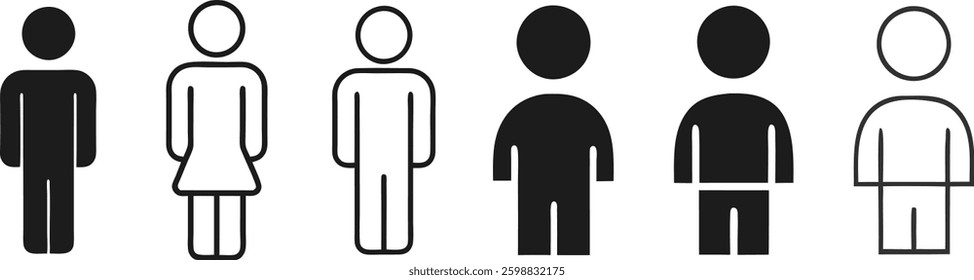 user person avatar, male and female sign for toilet, washroom, man and woman vector art illustration