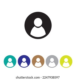 a user, a person, a client icon, a set of user symbols on multicolored circles, isolated on a white background