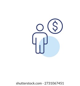 User person and dollar. Premium banking app or paid account. Pixel perfect, editable stroke vector icon