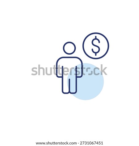 User person and dollar. Premium banking app or paid account. Pixel perfect, editable stroke vector icon