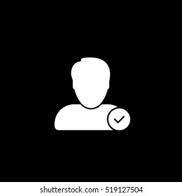 User Person Done Flat Icon On Black Background