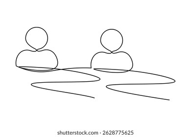 User person icon continuous one line drawing isolate outline vector illustration