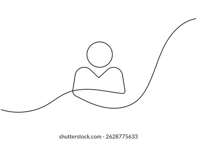 User person icon continuous one line drawing isolate outline vector illustration