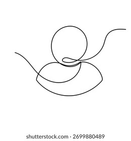 User person  icon    continuous one line drawing outline vector illustration