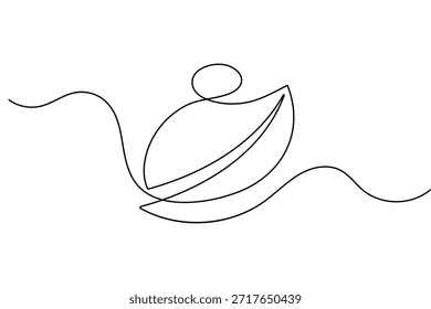 Icono de persona de usuario continuo de una línea de dibujo sobre fondo blanco