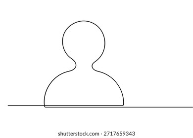 User person icon continuous one line drawing with minimalist style isolated on white background