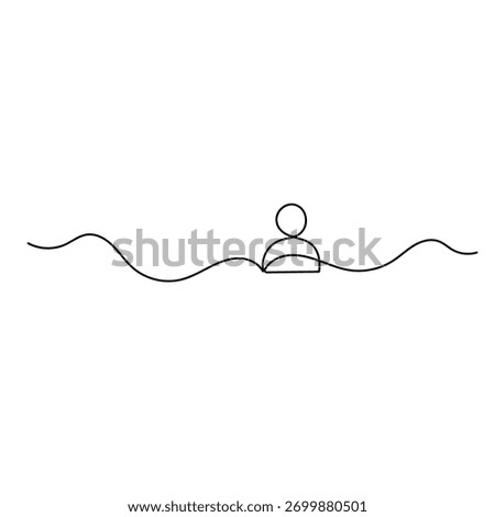 User person  icon    continuous one line drawing outline vector illustration