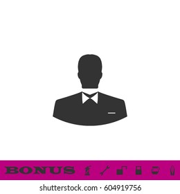 User Person icon flat. Black pictogram on white background. Vector illustration symbol and bonus button