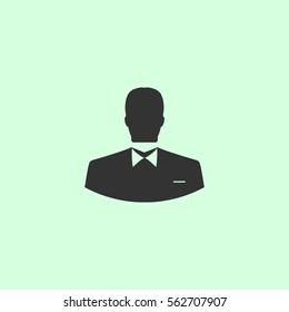 User Person icon flat. Grey vector symbol on green background