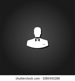 User Person icon flat. Simple White pictogram on black background with shadow. Vector illustration symbol