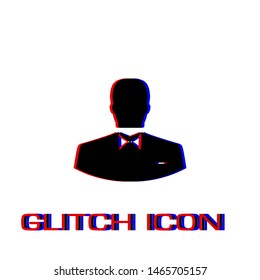 User Person icon flat. Simple pictogram - Glitch effect. Vector illustration symbol