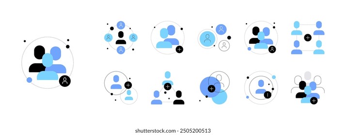 User, person and social groups. Set of abstract concepts. Flat graphics. Vector file.