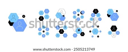 User, person and social groups. Set of abstract concepts. Flat graphics. Vector file.