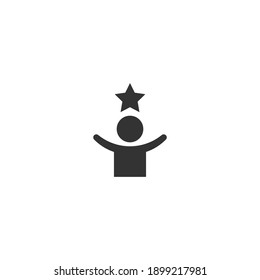 User, person with star, rating vector icon