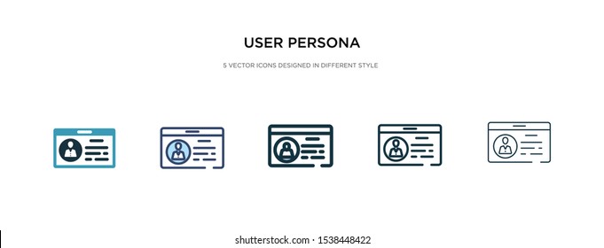 user persona icon in different style vector illustration. two colored and black user persona vector icons designed in filled, outline, line and stroke style can be used for web, mobile, ui
