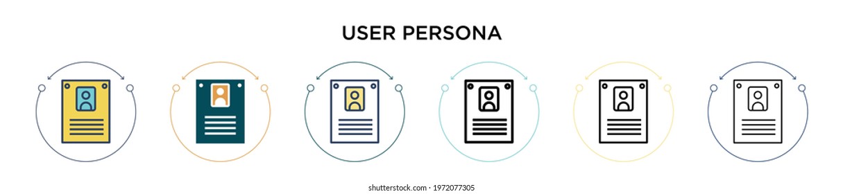 User Persona Icon In Filled, Thin Line, Outline And Stroke Style. Vector Illustration Of Two Colored And Black User Persona Vector Icons Designs Can Be Used For Mobile, Ui, Web