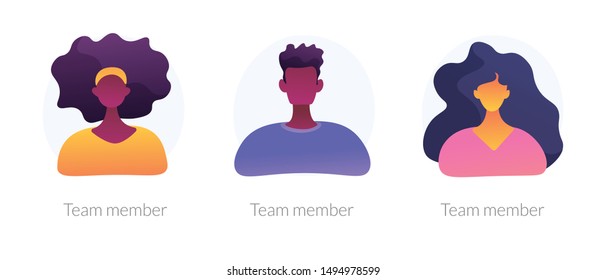 User personal profile faceless characters set. Dark skin employees, multicultural corporate workers portraits. Team member, avatar metaphors. Vector isolated concept metaphor illustrations