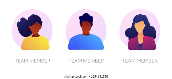 User personal profile faceless characters set. Dark skin employees, multicultural corporate workers portraits. Team member, avatar metaphors. Vector isolated concept metaphor illustrations