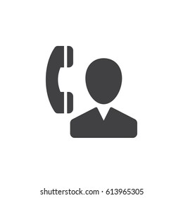 User and phone, contact icon vector, filled flat sign, solid pictogram isolated on white. Symbol, logo illustration. Pixel perfect