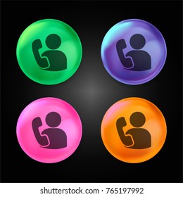 User at phone crystal ball design icon in green - blue - pink and orange.