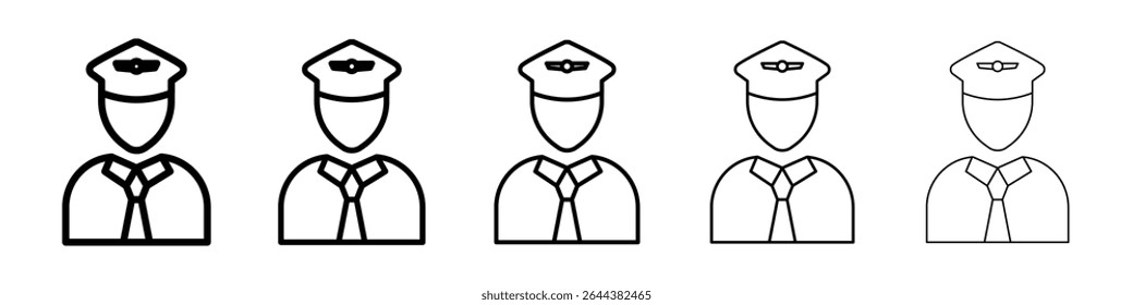 Ícone piloto do usuário gráfico definido. estilo de linha de traçado moderno