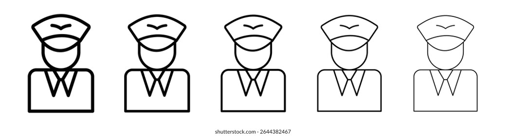 Ícone piloto do usuário gráfico definido. estilo de linha de traçado moderno