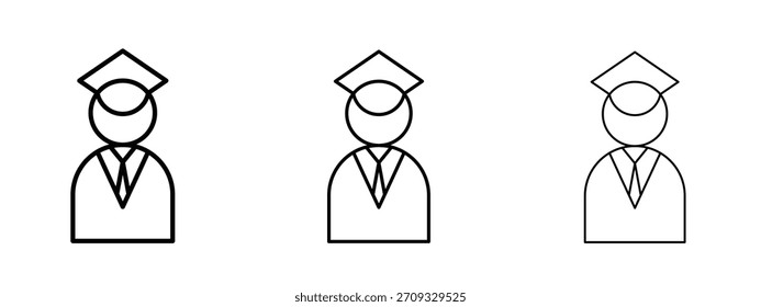 Signo de estilo lineal del icono del piloto del usuario para el concepto y el Diseño web móviles.