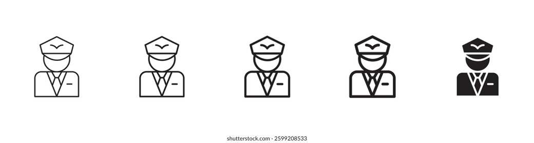 User pilot icons in black outline, solid and colored style