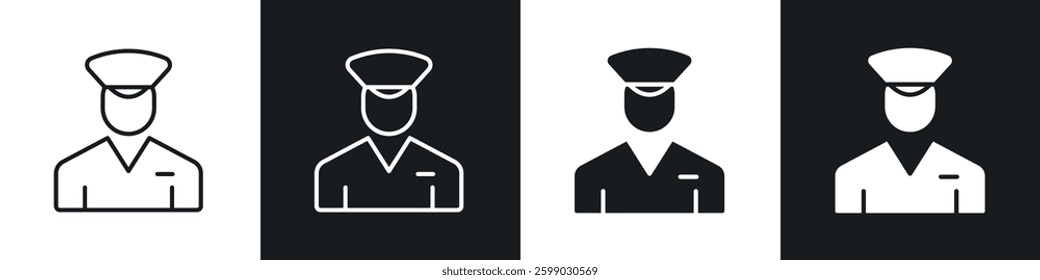 User pilot icons in flat and linear vector illustration on white background.