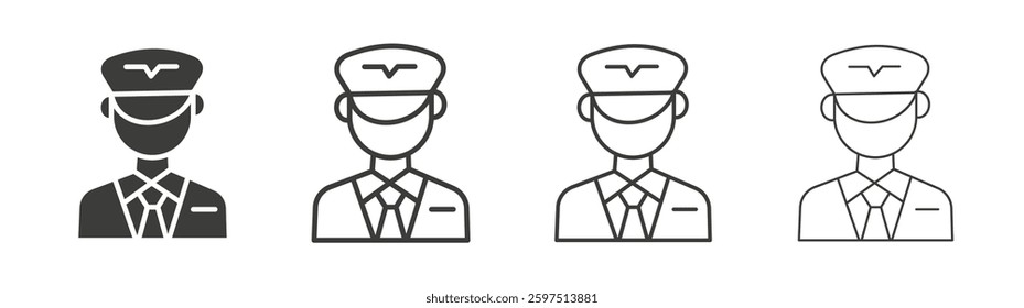 User pilot vector icon set in black and white color.