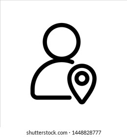 
user with pin map icon. symbol of business people with trendy flat style icon for web site design, logo, app, UI isolated on white background. vector illustration eps 10