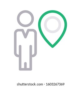 user pin vector color line icon 