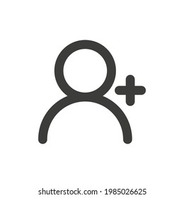 Benutzer mit Pluszeichen. Fügen Sie Freund oder folgen Sie Zeichen für Social Media-Konzept, UI-Design.
