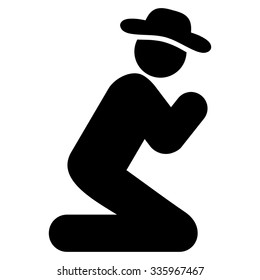 User Pray vector icon. Style is flat symbol, black color, rounded angles, white background.