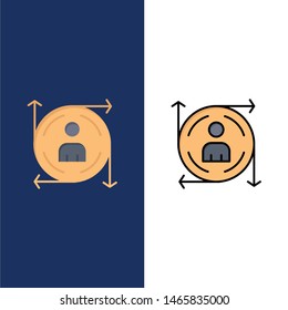 User, Predication, Arrow, Path  Icons. Flat and Line Filled Icon Set Vector Blue Background. Vector Icon Template background