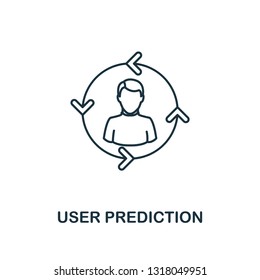 User Prediction outline icon. Thin line style from big data icons collection. Pixel perfect simple element user prediction icon for web design, apps, software, print usage