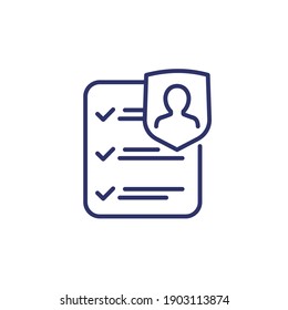 icono de línea de control de privacidad de usuario en blanco