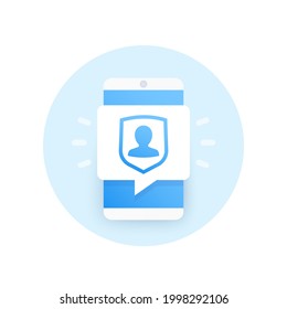 user privacy and mobile security vector icon