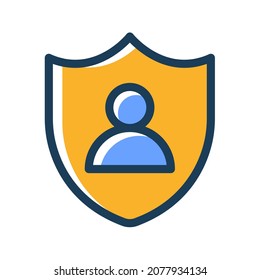 user privacy shield protection safety single isolated icon with dash or dashed line style